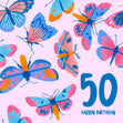 Delicate Pink Butterfly 50th Birthday Confetti-exploding Greetings Card