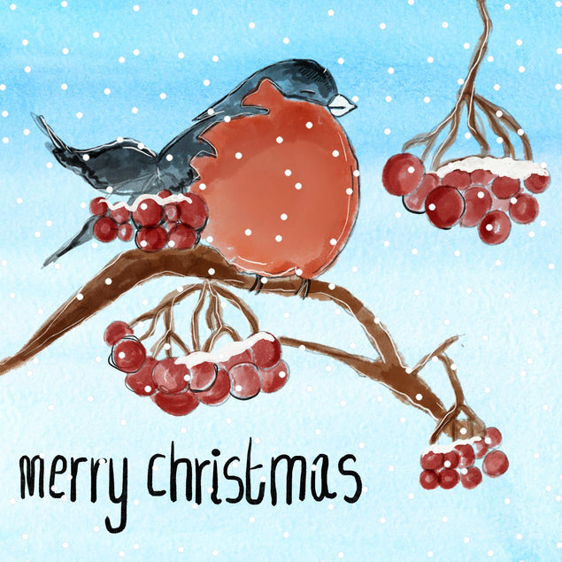 Watercolour Bird Merry Christmas Confetti-exploding Greetings Card