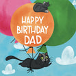 Flying Black Cat Happy Birthday Dad Confetti-exploding Greetings Card