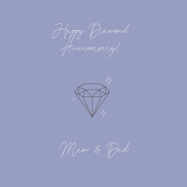 Happy Diamond Wedding Anniversary Mum And Dad Minimalist Diamond Confetti-exploding Greetings Card