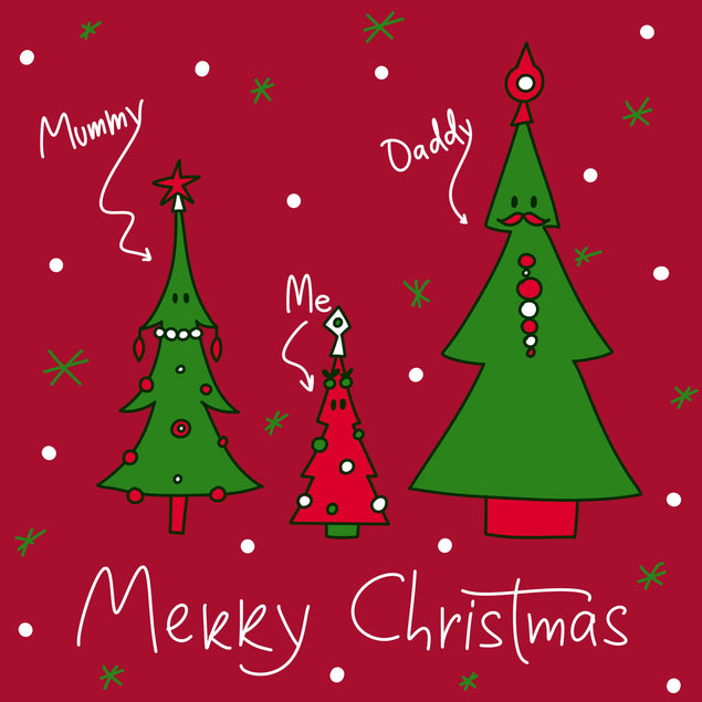 Merry Christmas Mummy And Daddy Christmas Tree Family Confetti-exploding Greetings Card