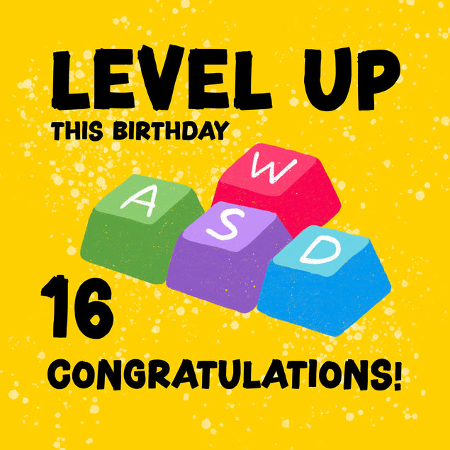 Level Up This Birthday Happy 16th Birthday Confetti-exploding Greetings Card
