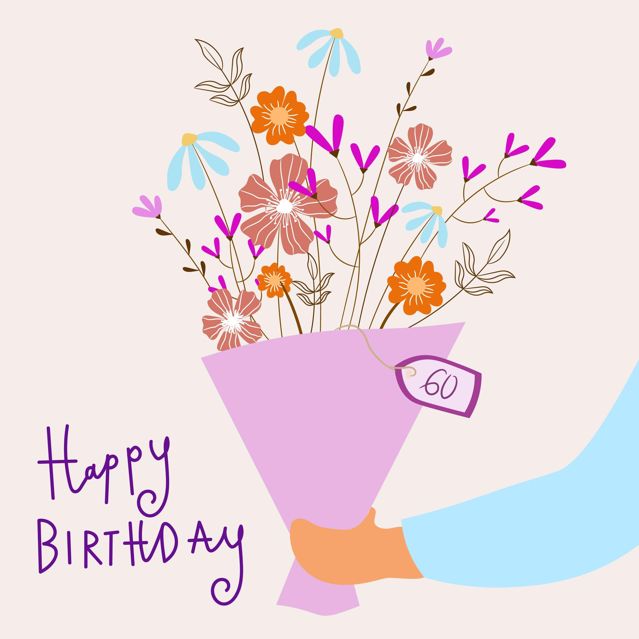 Happy 60th Birthday Mum Big Pink Flower Bouquet Confetti-exploding Gre ...