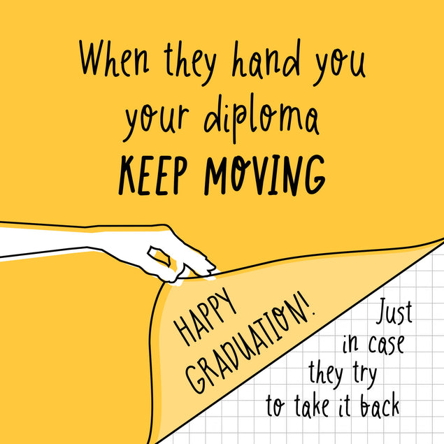 Yellow Keep Moving Happy Graduation Confetti-exploding Greetings Card
