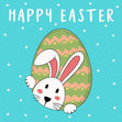 White Bunny And Green Egg Easter Confetti-exploding Greetings Card