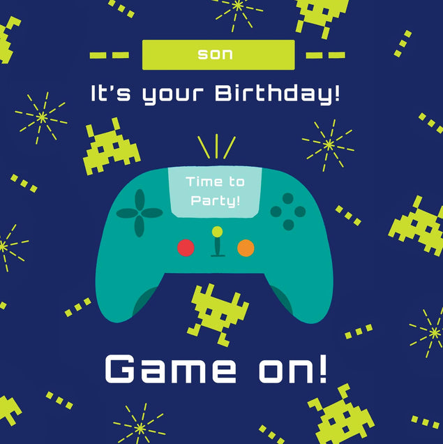 Game On Time To Party Son Birthday Confetti-exploding Greetings Card