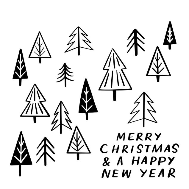 Merry Christmas And A Happy New Year Minimalist Spruces Confetti-exploding Greetings Card