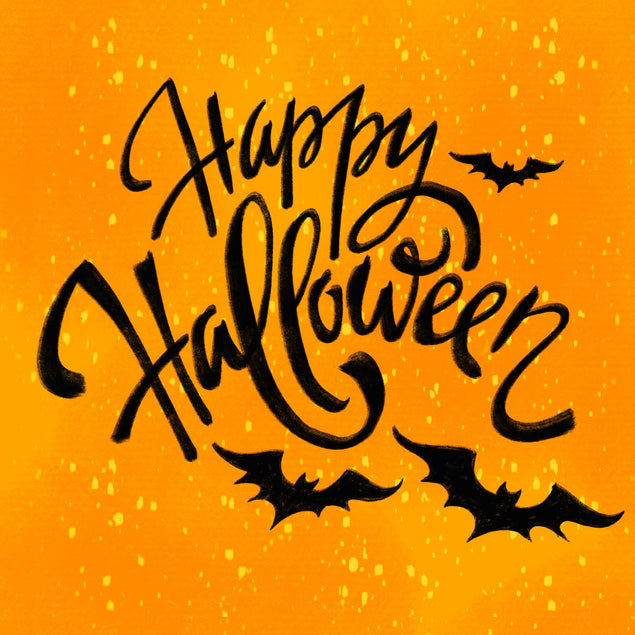 In Orange With Bats Happy Halloween Confetti-exploding Greetings Card