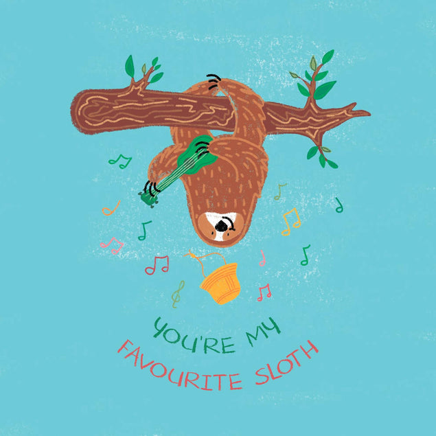 You're My Favourite Sloth Blue Confetti-exploding Greetings Card