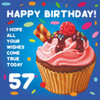 Happy 57th Birthday Cupcake Confetti-exploding Greetings Card