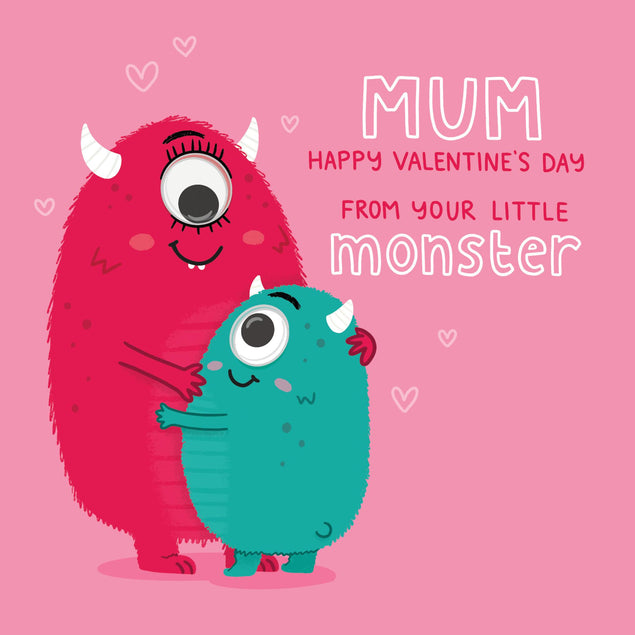 Happy Valentine's Day Mum From Your Little Monster Confetti-exploding Greetings Card
