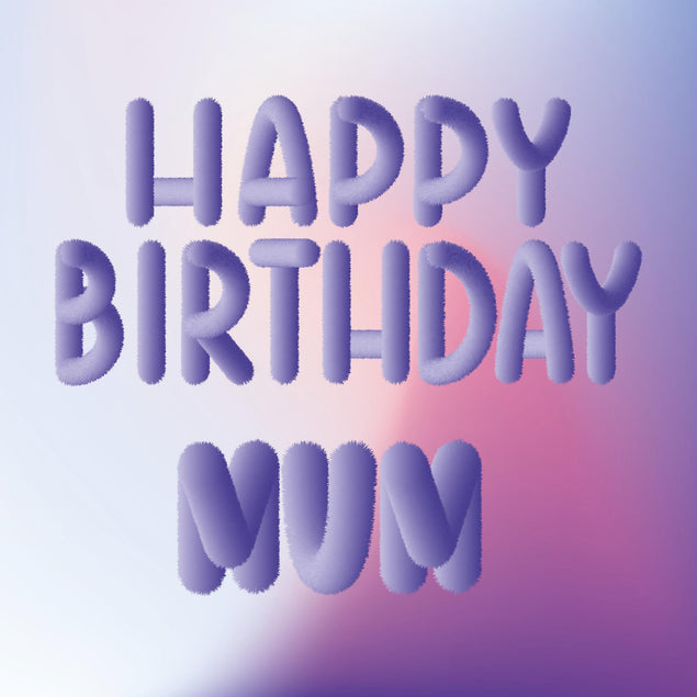 Fluffy Purple Letters Happy Birthday Mum Confetti-exploding Greetings Card