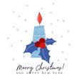 Merry Christmas And Happy New Year Blue Candle And Mistletoe Confetti-exploding Greetings Card