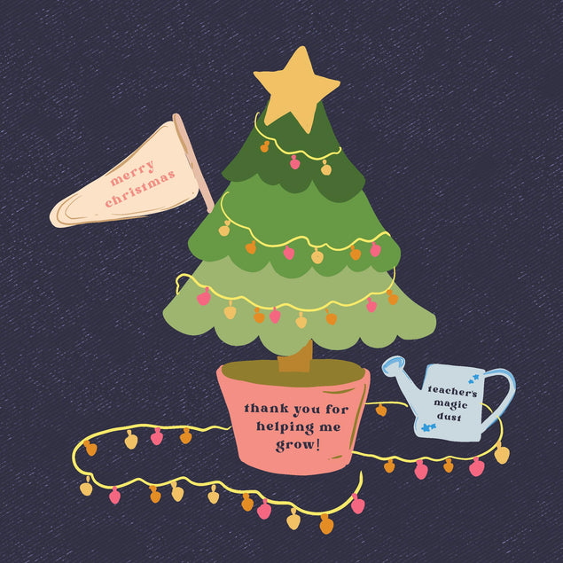 Merry Christmas Teacher Christmas Tree In A Pot Confetti-exploding Greetings Card