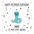 Spirit Animal Happy October Birthday Confetti-exploding Greetings Card