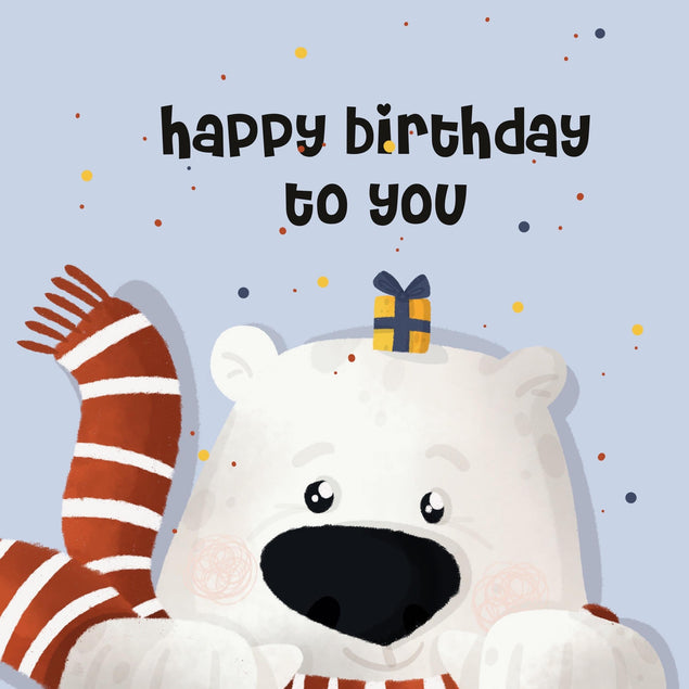 Cute Polar Bear With Gift Happy Birthday Confetti-exploding Greetings Card