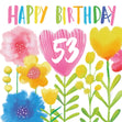 Delicate Flowers Happy 53rd Birthday Confetti-exploding Greetings Card