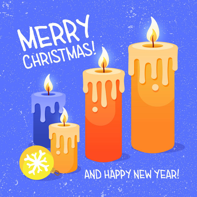 Candles Merry Christmas And Happy New Year Confetti-exploding Greetings Card
