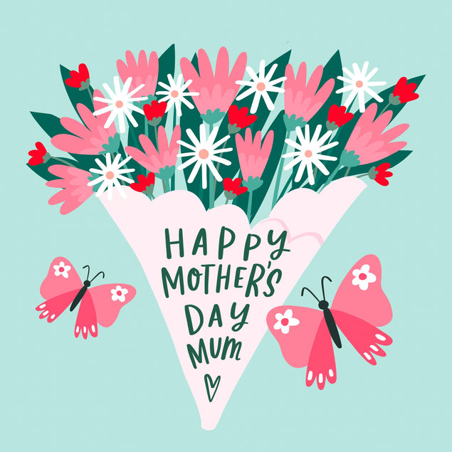 Mum Flowers And Butterflies Mother's Day Confetti-exploding Greetings Card