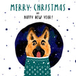 Cute German Shepherd In Sweater Merry Christmas Confetti-exploding Greetings Card