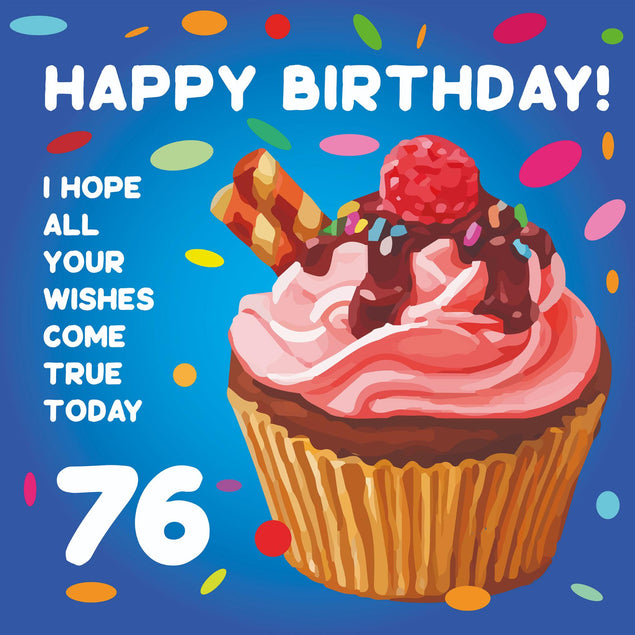 Happy 76th Birthday Cupcake Confetti-exploding Greetings Card