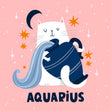 Aquarius Cat Birthday Confetti-exploding Greetings Card