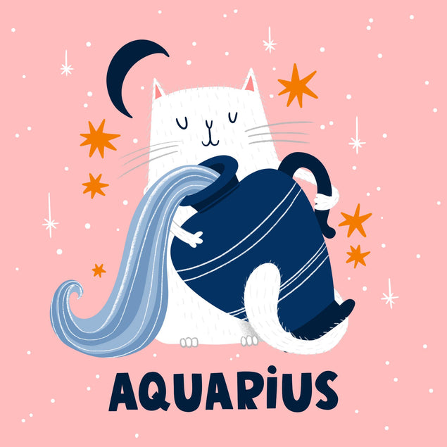 Aquarius Cat Birthday Confetti-exploding Greetings Card
