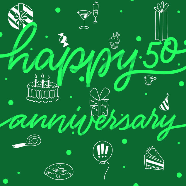 Happy 50th Anniversary Drinks And Gifts Confetti-exploding Greetings Card