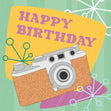 Happy Birthday Retro Camera Confetti-exploding Greetings Card