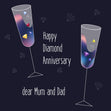 Happy Diamond Anniversary Glasses With Diamonds Confetti-exploding Greetings Card