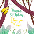 Happy Birthday Niece Yellow Butterfly On A Tree Confetti-exploding Greetings Card