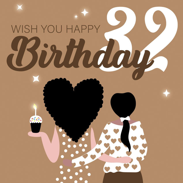 Wish You Happy 32nd Birthday Confetti-exploding Greetings Card