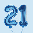 21st Birthday Blue Balloons Confetti-exploding Greetings Card
