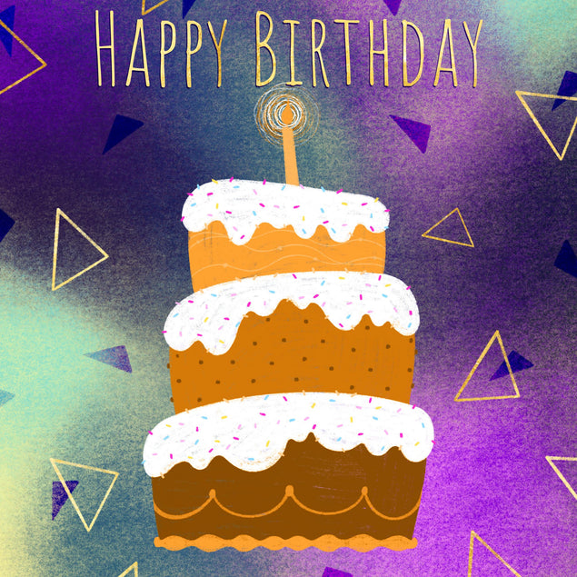 Happy Birthday Colorful Cake Confetti-exploding Greetings Card