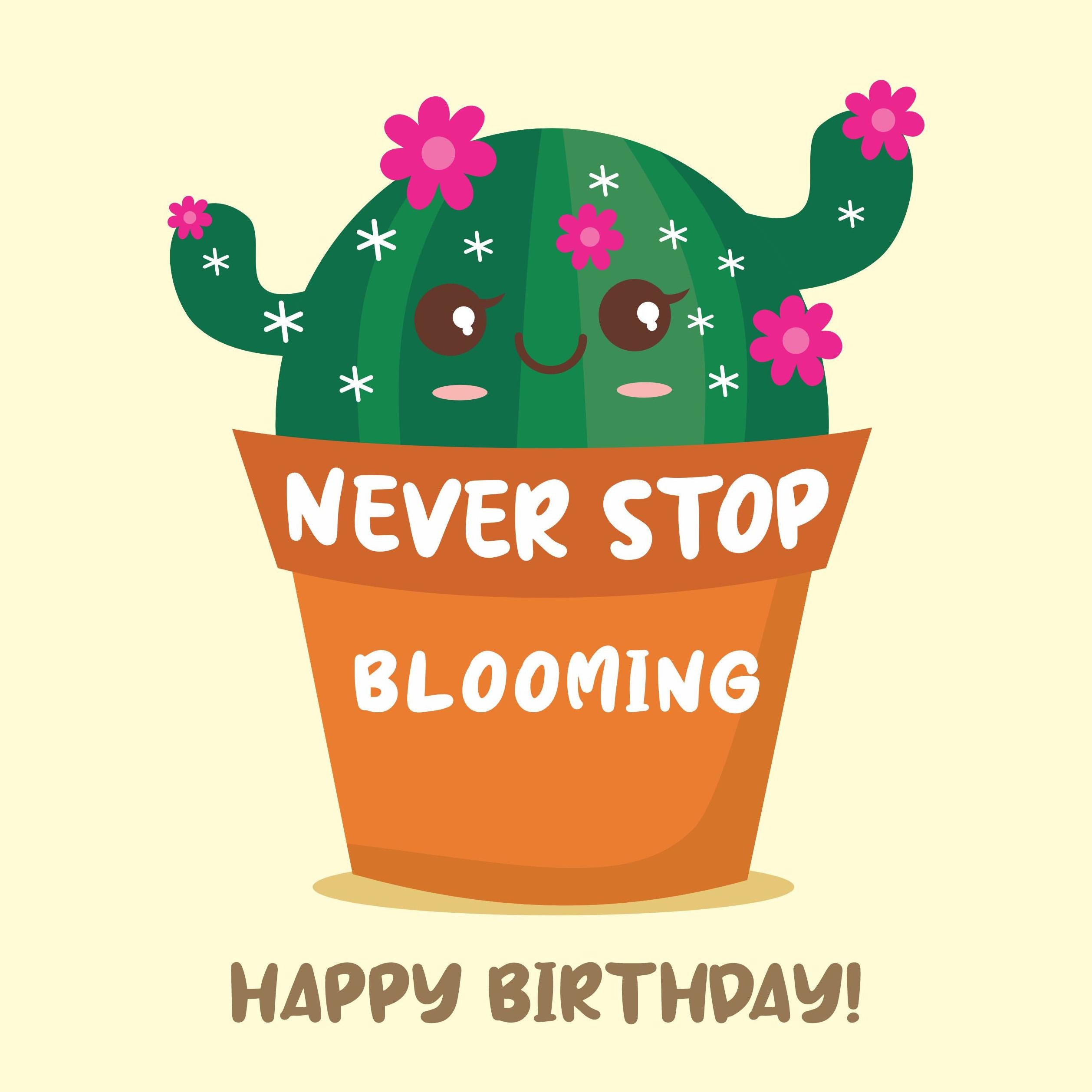 Never　Greetings　Stop　Boomf　Blooming　Happy　Birthday　Cactus　Confetti-exploding　–