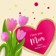 Cute Tulips I Love You Mom Happy Mother's Day Confetti-exploding Greetings Card