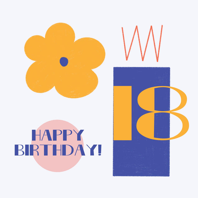 Geometric Flower And Star Happy 18th Birthday Confetti-exploding Greetings Card