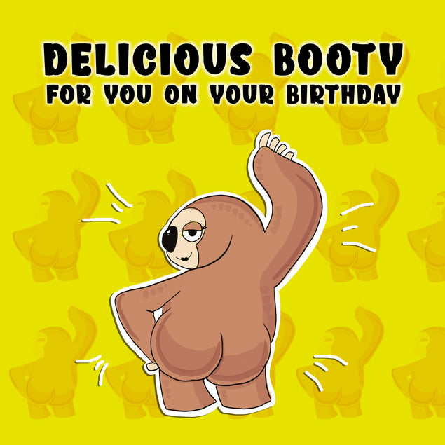 Happy Birthday Sloth Booty Confetti-exploding Greetings Card