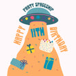 Party Spaceship Happy 11th Birthday Confetti-exploding Greetings Card