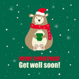 Merry Christmas Get Well Soon Cute Bear Confetti-exploding Greetings Card