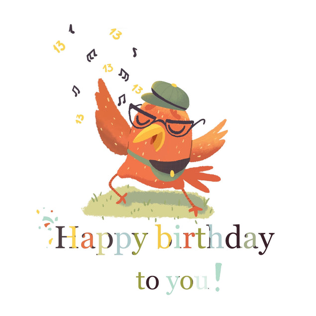 Happy 13th Birthday Singing Bird Confetti-exploding Greetings Card
