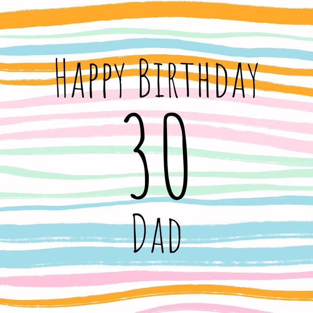 30th Happy Birthday Stripes Dad Confetti-exploding Greetings Card