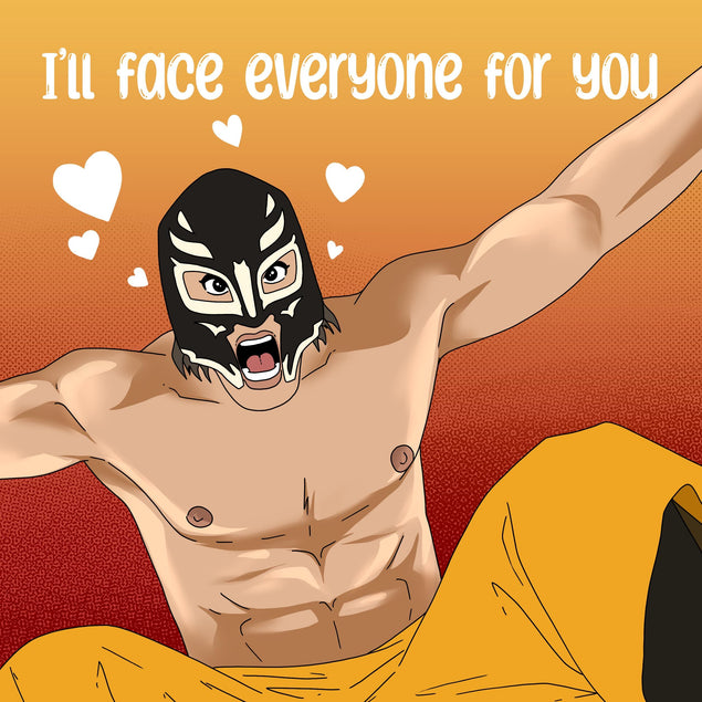 I'll Face Everyone For You Wrestler Valentine's Day Confetti-exploding Greetings Card