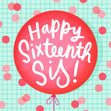 Sister Red Balloon 16th Birthday Confetti-exploding Greetings Card