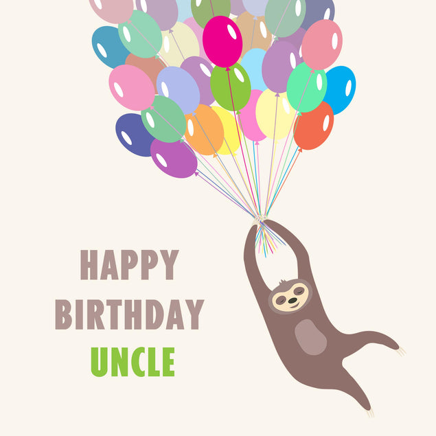 Happy Birthday Uncle Sloth And Balloons Confetti-exploding Greetings Card