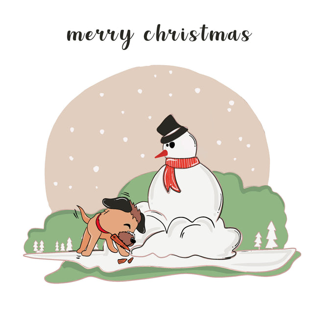 Merry Christmas Border Terrier And A Snowman Confetti-exploding Greetings Card
