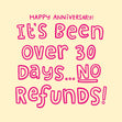 Anniversary No Refunds Confetti-exploding Greetings Card