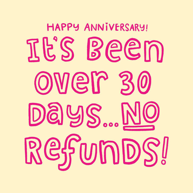 Anniversary No Refunds Confetti-exploding Greetings Card