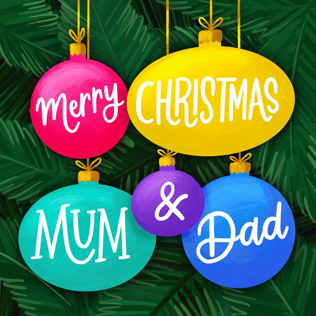 Mum And Dad Baubles Christmas Confetti-exploding Greetings Card