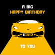 Happy Birthday Yellow Sports Car Confetti-exploding Greetings Card